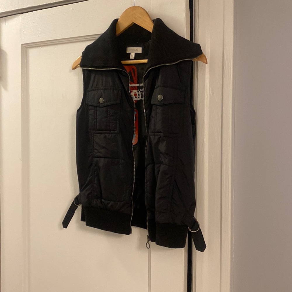 Black Kookai vest - nylon with knit trim. Size M/French 40.